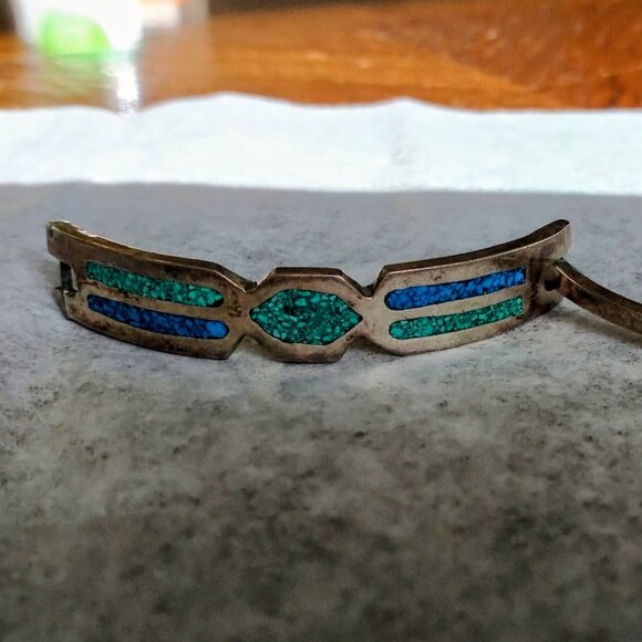VINTAGE HAND MADE TRIBAL HINGED BRACELE MADE IN ALPACA MEXICO - Picture 5 of 8